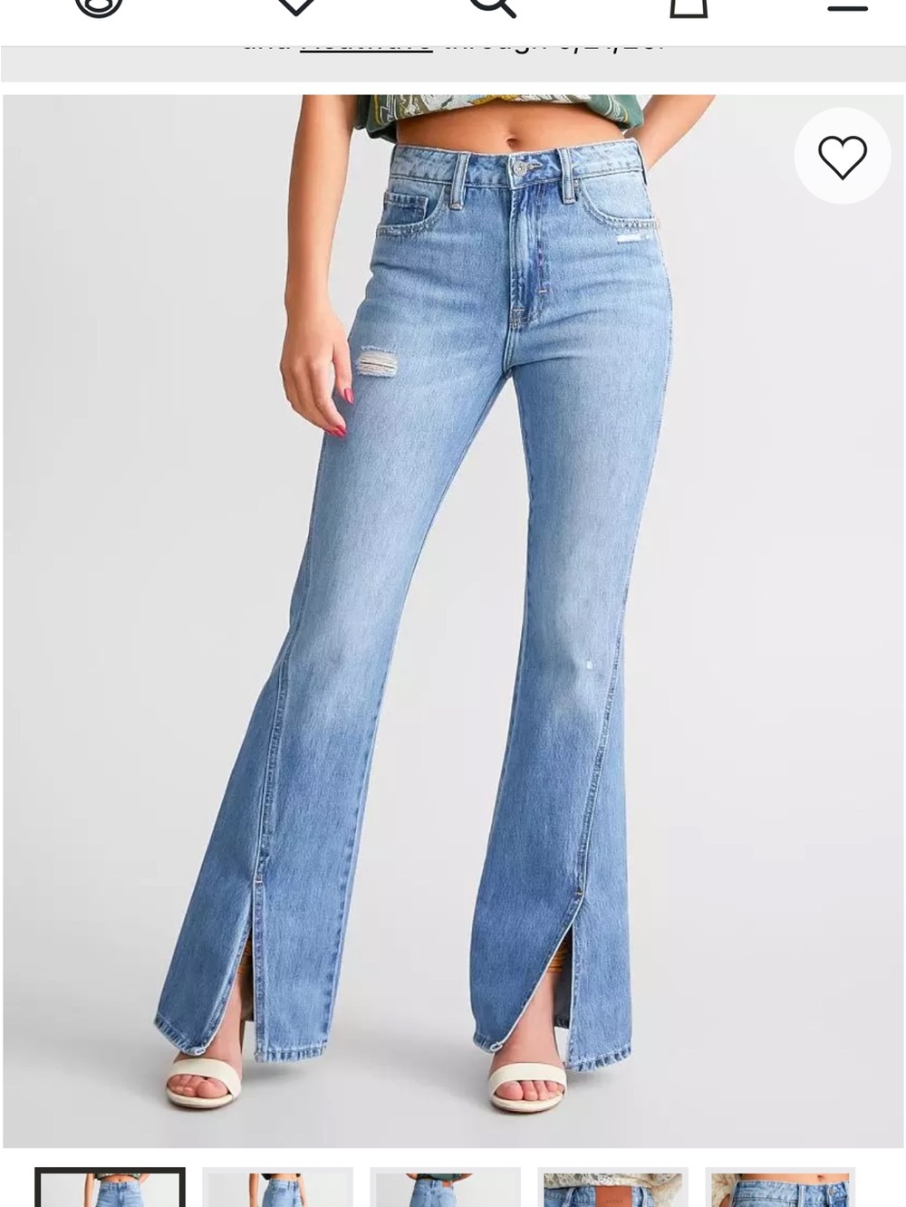 High-Rise Light Blue Split-Hem Flare Jeans — Women